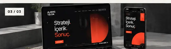 Koyu renkli masaüstü ve mobil web tasarımı konseptinin cihazlarda görünümü
